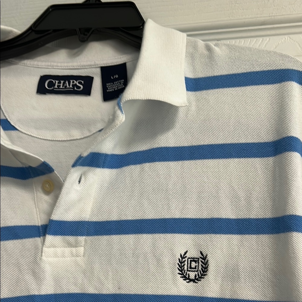 Chaps White Polo with Blue Stripes - Picture 7 of 12